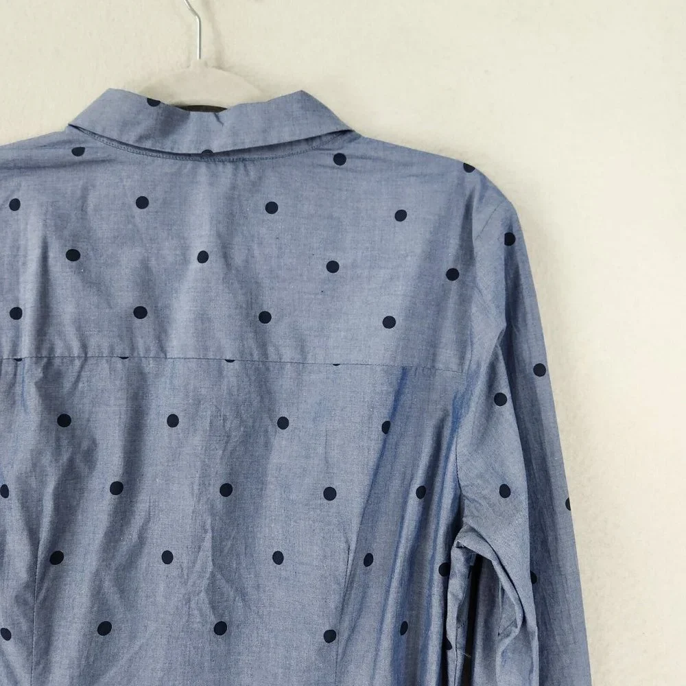 Boden Dress Womens 10 Blue Polka Tie Waist Button Front Modern Shirt Dress NEW - Picture 12 of 12